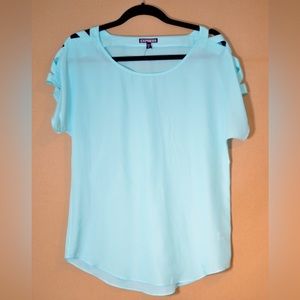 Express Turquoise Cold Shoulder Blouse Size S NWOT
